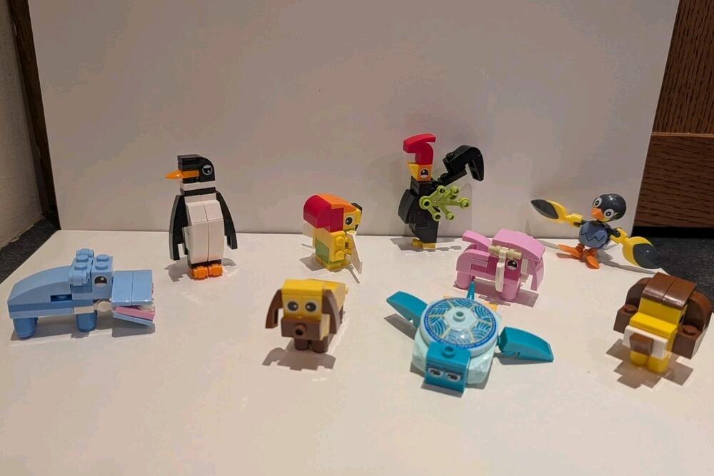 Building Blocks Animal Safari Set Hippo Lion Turtle Lot Of 7